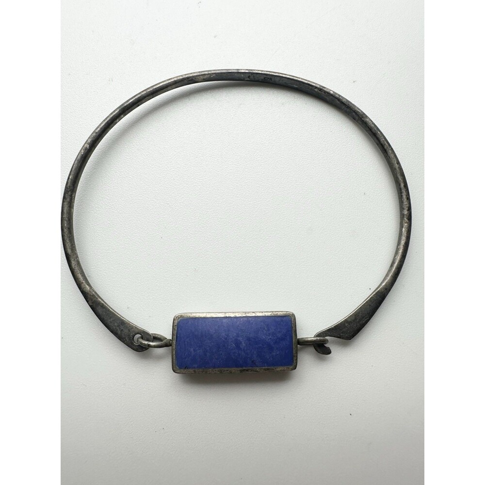 925 Sterling Silver Lapis Lazuli Design Reversible Bracelet 6.25"